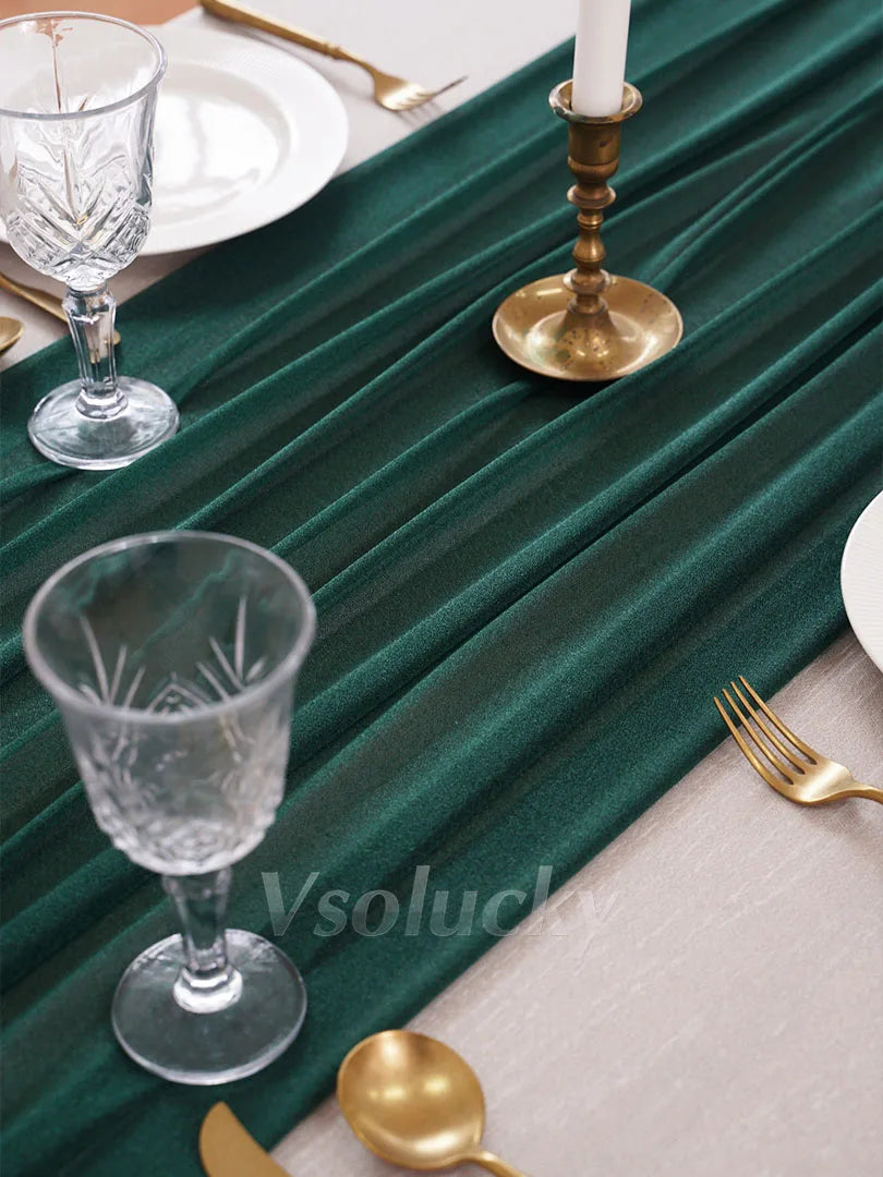 Chemin de table polyester uni vert foncé pour Noël