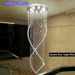 suspension lumineuse moderne cristal transparentes diamètre 55cm hauteur 180cm led warm cold white