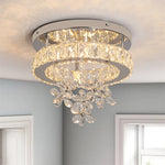 lampe moderne cristal transparent argenté télécommande suspension décoration intérieure led