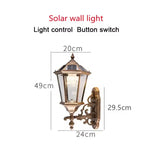 lampe murale solaire led or noir texture metallique verre translucent classique vintage ip55