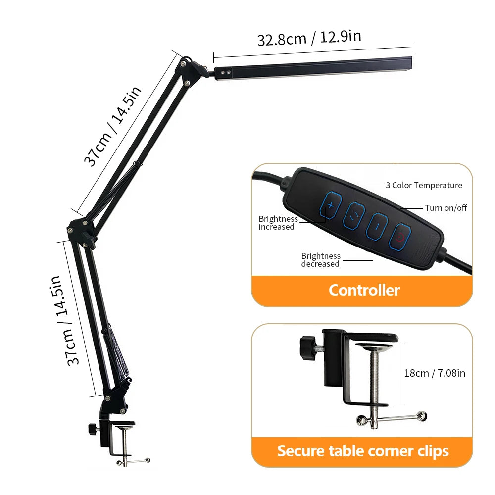 lampe led noir moderne clip flexible réglable 42cm 15cm