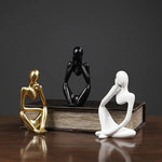 décoration intérieure moderne abstraite résine thinker statues noir doré argenté vases boisclair artworks