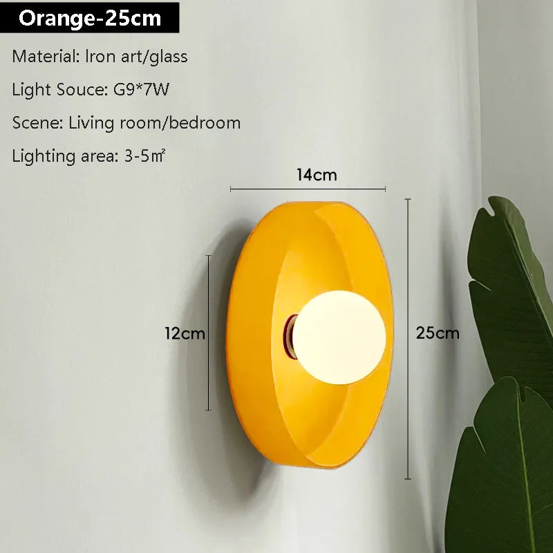 Lampe murale moderne minimaliste verre opaque or jaune vert blanc marron clair fixée mur