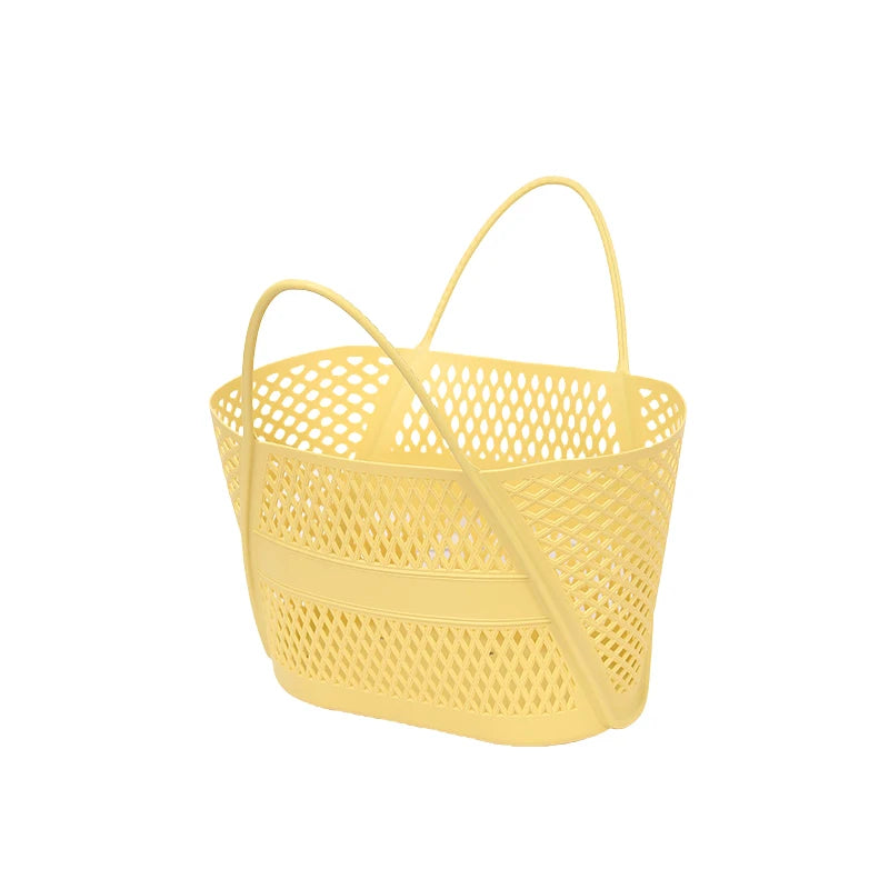 panier rangement blanc moderne poignées détachables réticulé plastique transparent salle bain
