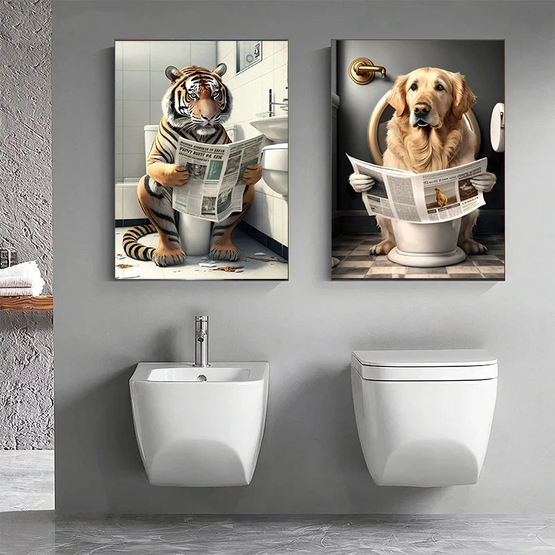 Détail couleur vive toile animaux salle de bain Ombre Interieur