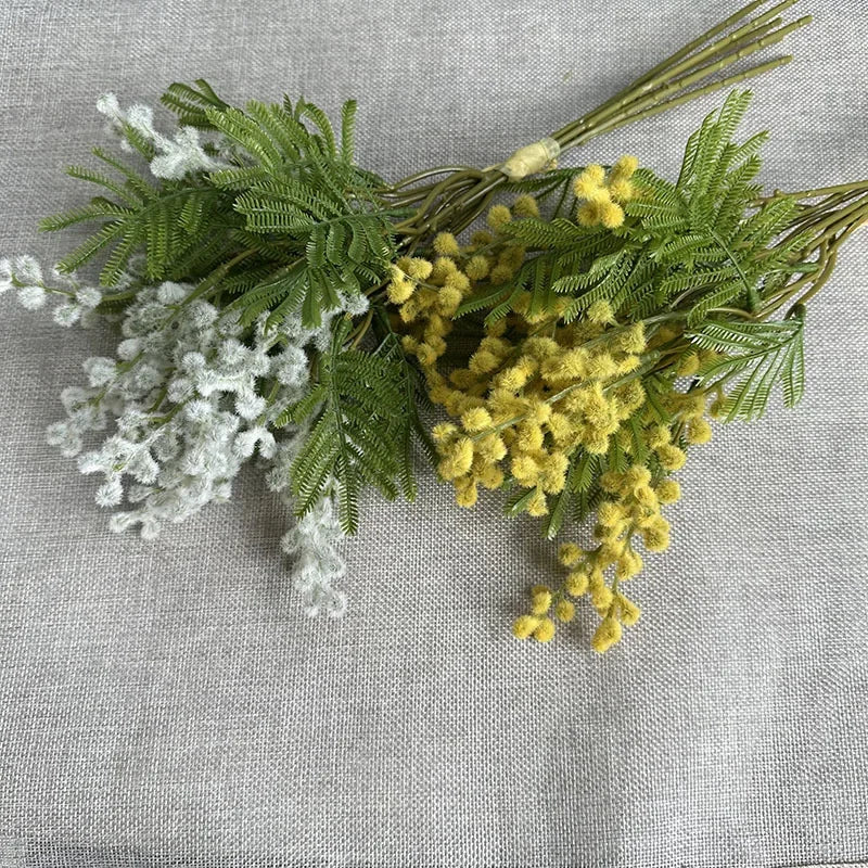 bouquet artificiel fleurs blanches jaunes vertes decoration mariage anniversaire intérieur