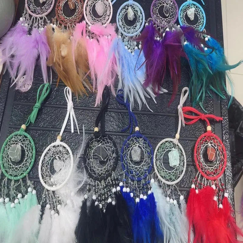 attrape rêves ethnique plumes filetage boho chic crochets ornement suspendu