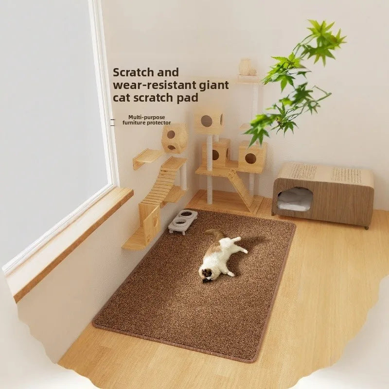 tapis grattage chats texture granulée marron clair moderne 40x60cm 50x80cm 100x150cm