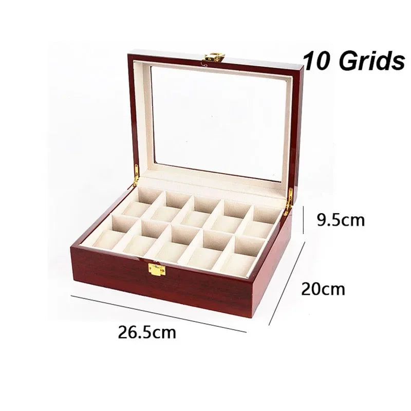 boîtes montres marron foncé compartiments classiques poignées dorées écologiques rangement voyage
