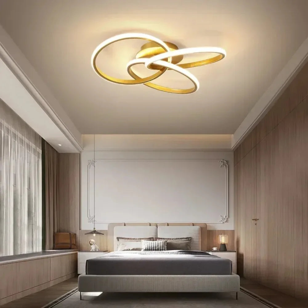 lampe led moderne or blanc circulaire minimaliste éclairage quotidien 10 15m² métal acrylique