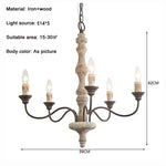 lustre suspendu bois rustique vintage marron foncé ampoules e14 62cm 59cm