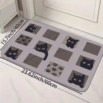 tapis gris noir chats antidérapant polyester durable moderne graphique intérieur prière camping voyage