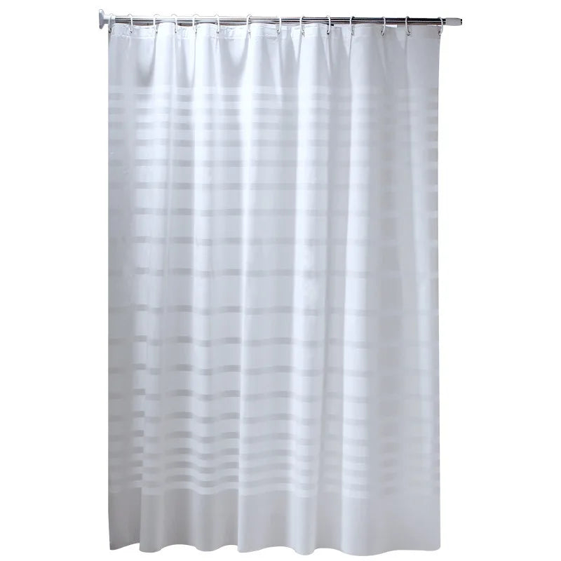 rideau douche moderne rayures horizontales blanc gris clair opacité ourlet standard tissu éva 120cm