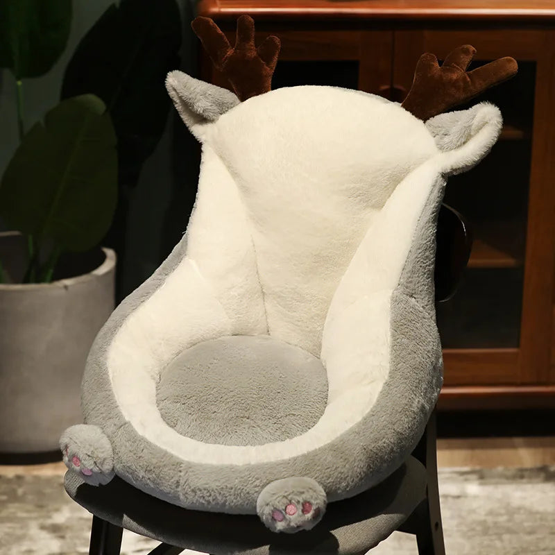 coussin chaise doux motif animal moderne oreilles pattes queue beige rose vert clair