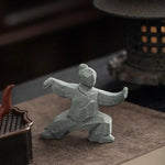 figurine tai chi métal gris clair asiatique minimaliste zen ornement maison