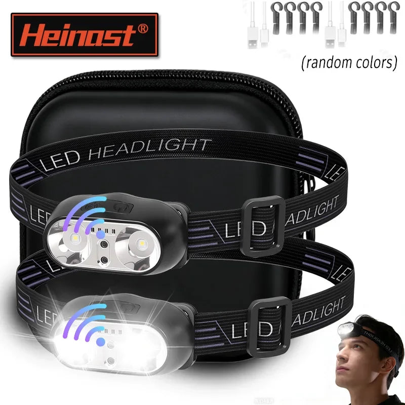 lampe frontale led rechargeable usb camping pêche urgence haute luminosité noir modulaire fonctionnelle