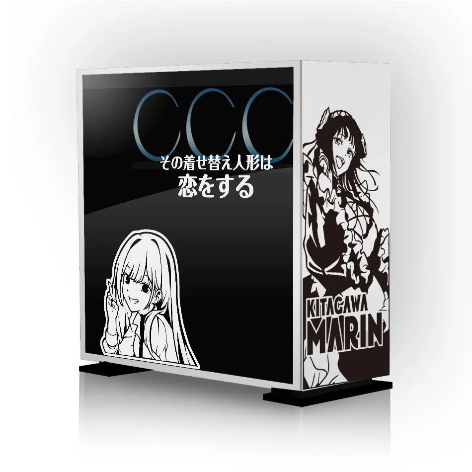 autocollants pvc noir blanc dessins anime texte japonais vis boitier pc moderne