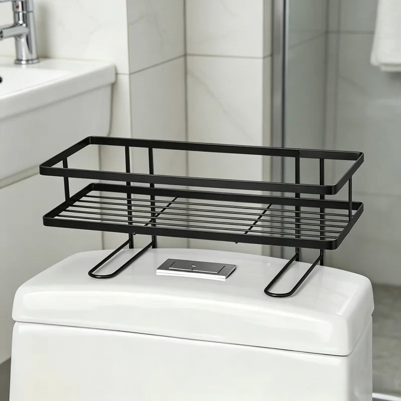 étagère toilette métal rechargeable noir blanc grille moderne clips porte savon