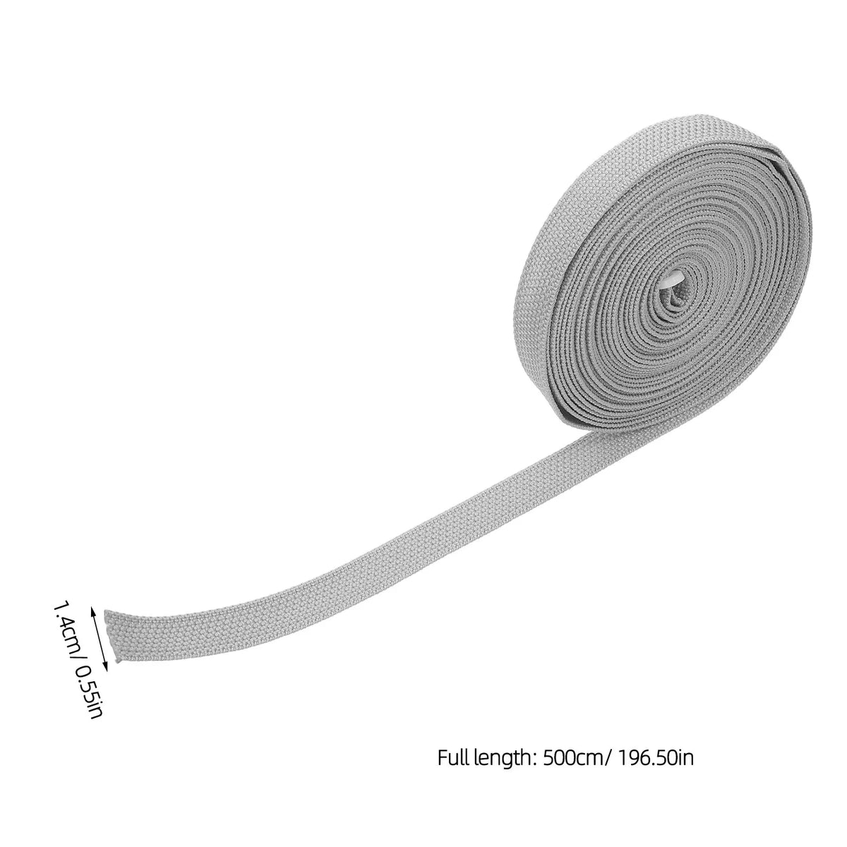 ruban remplacement store roulant gris clair texture tissée 14 mm large 500 cm longueur