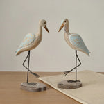 statue oiseau marin bleu clair bois vieilli rustique décoration intérieure ornement unique chambre