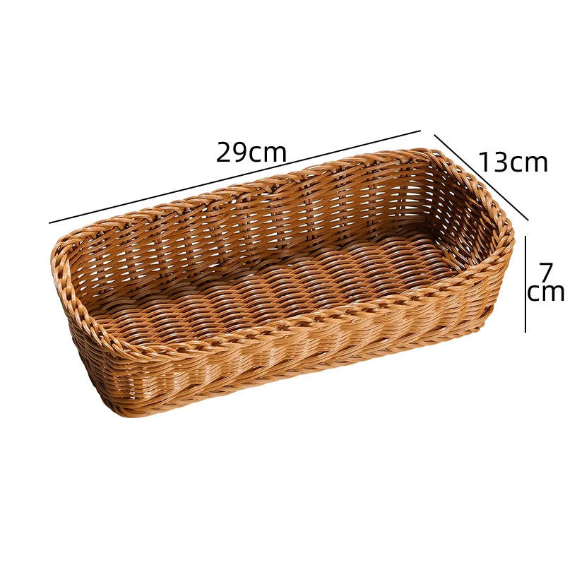 panier rectangulaire osier tressé brun clair rustique usage multiple empilable baguettes cuisine stockage alimentos