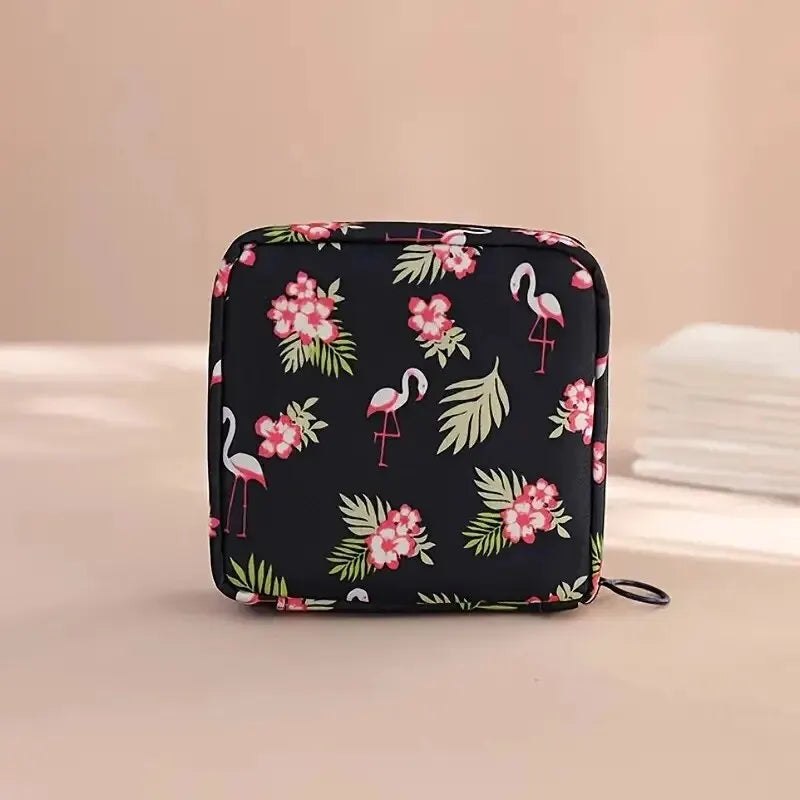sac maquillage bleu rose noir moderne imprimé animaux cactus fruits glissière chargeur écouteurs portable