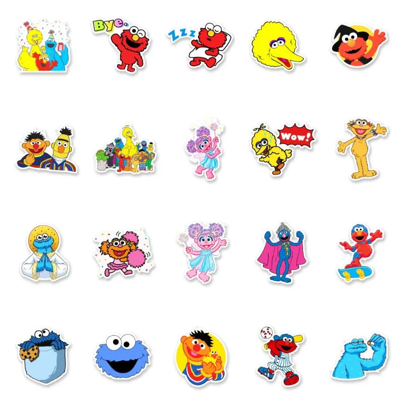 sticker sesame street enfant collection cartoon personnages adhésifs couleur bye zzz wow