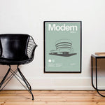 affiche moderne graphique minimaliste noir blanc vert clair contemporaine building abstraite toile cadre vertical
