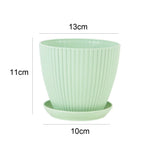 Pot fleurs moderne rayures vertes bleues blanches plateau support diverse couleurs