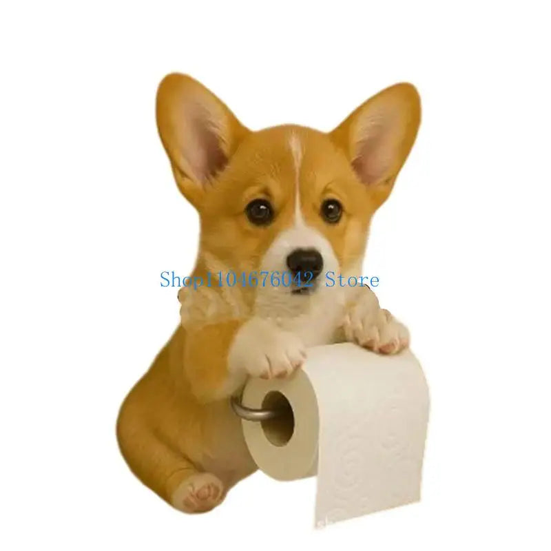 porte rouleau papier toilette forme chien peluche blanc decoratif résine facile nettoyer classique