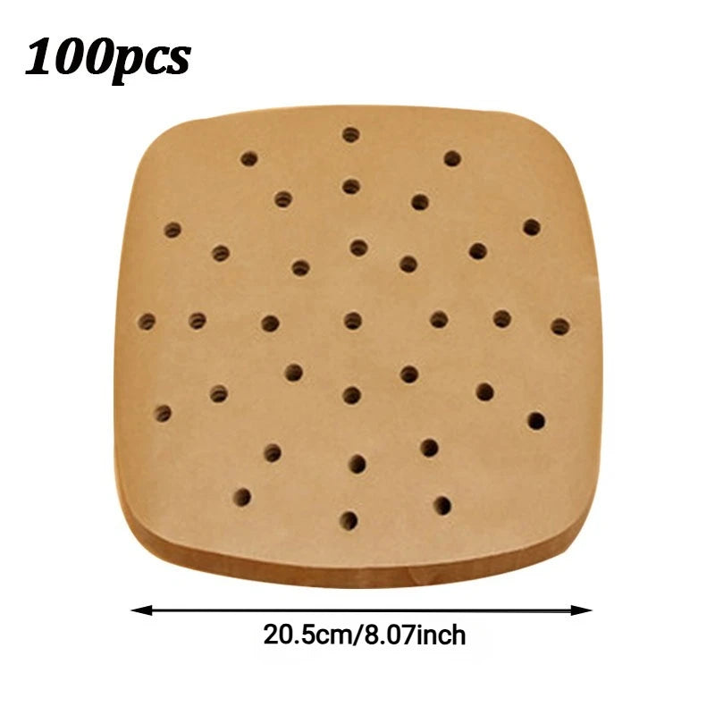 papier frire air fryer perforé moderne antiadhésif 18.5x18.5cm 20.5x20.5cm 23x23cm opaque beigeclair