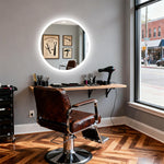 miroir rond lumineux moderne blanc fixation murale sans cadre éclairé antibuée