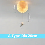 suspension lumineuse moderne astronautes lune blanc doré acrylique métal toucher interrupteur led 18cm 20cm