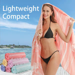 serviette plage coton rayée bleu clair rose vert moderne rapide absorption machine