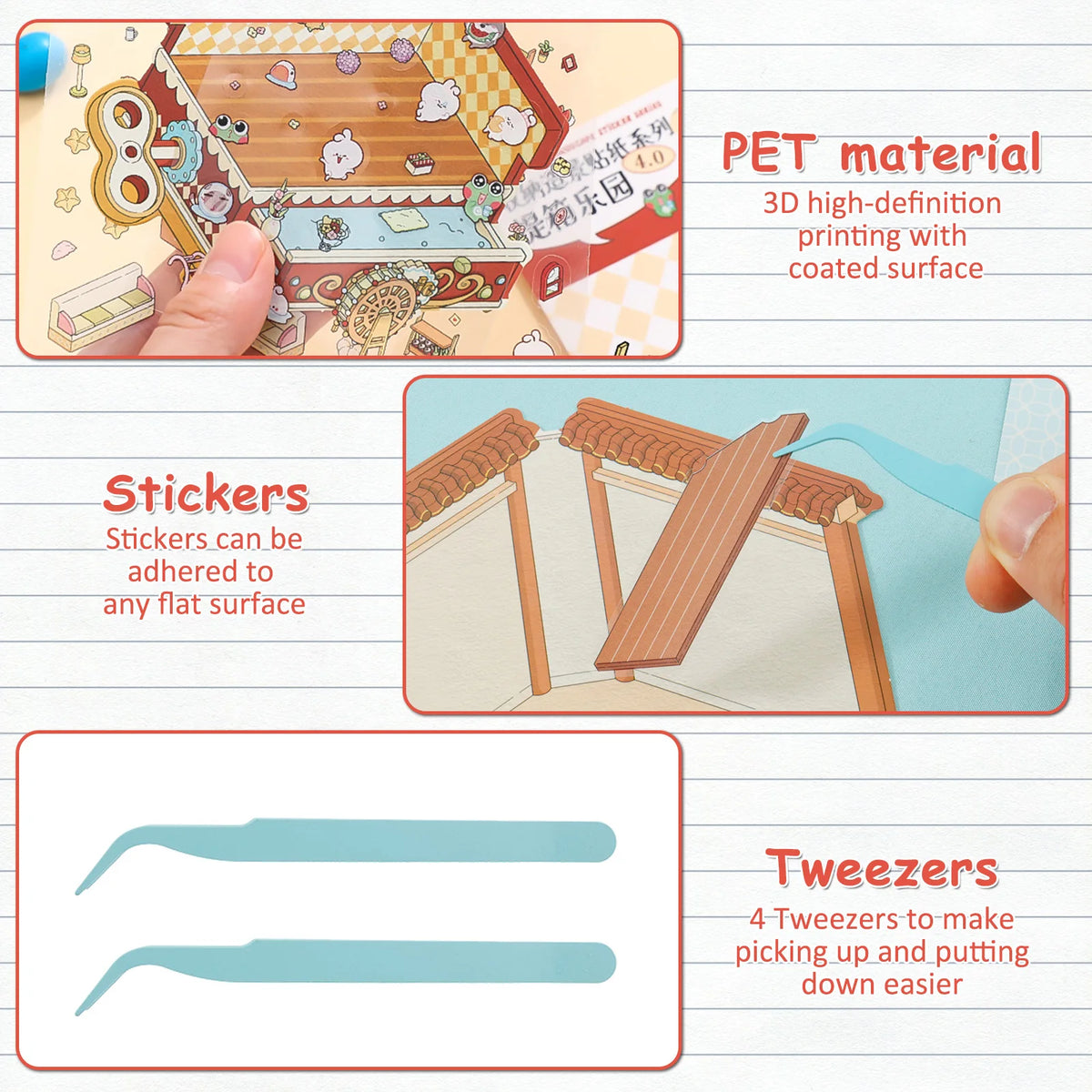 autocollants scènes urbaines violet beige blanc noir cartoon détaillé affiche classeur murs tweezers