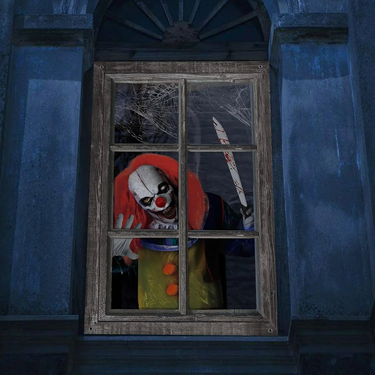 décoration murale halloween clown effrayant toile d'araignée rouge blanc anniversaire halloween opacité clips