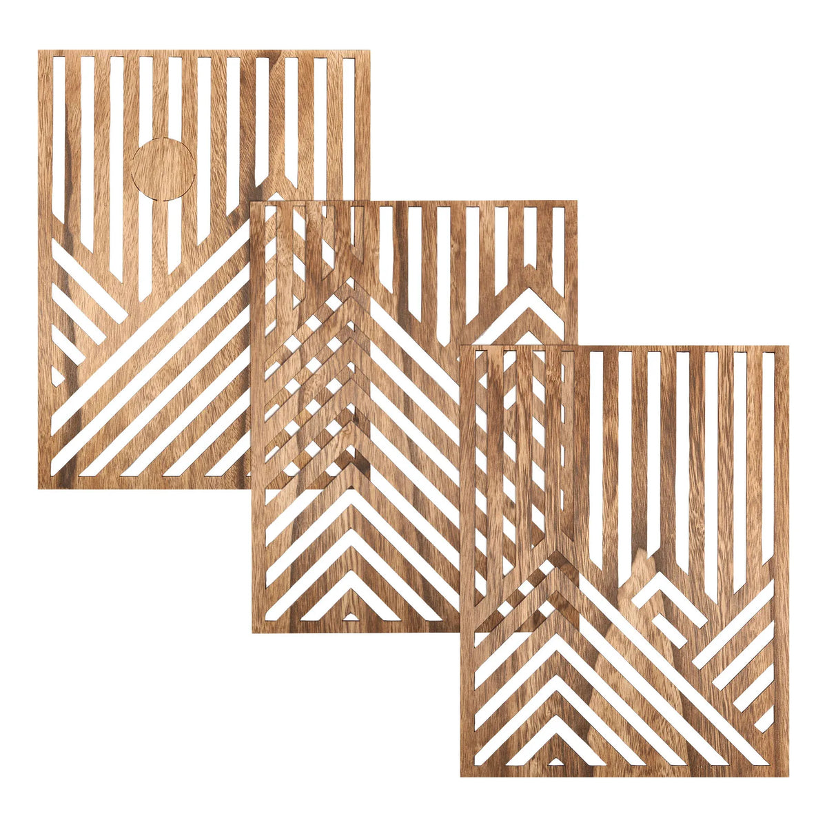 décorations murales bois sculpté motifs montagnes soleil moderne minimaliste nature ensemble pièces