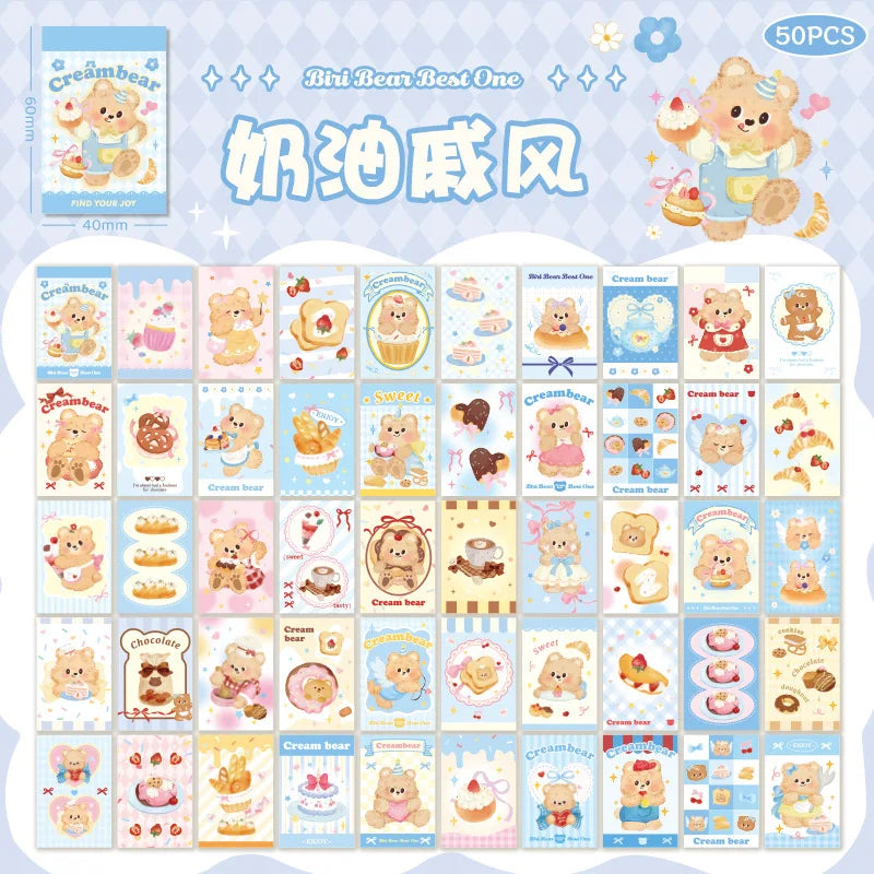 autocollants kawaii ours mignons rose beige blanc diy scrapbooking cartes postales