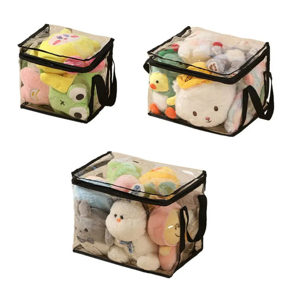 sac rangement transparent multifonctionnel poissons imprimés poignées grises réutilisable moderne armoire organisation jouets enfants