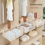 panier rangement blanc maille moderne clips tissu plié facile chambre dressing garde robe