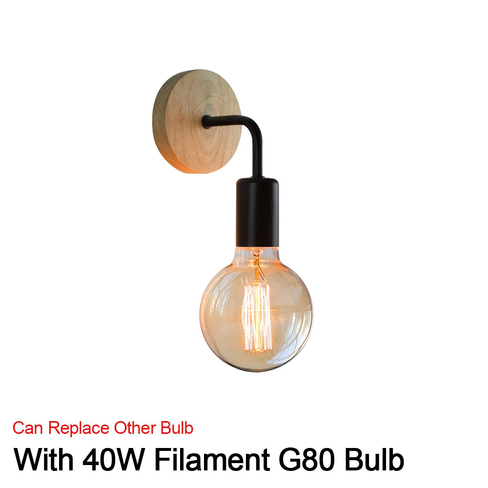 lampe murale industrielle moderne bois naturel noir verre opalin éclairage cuisine chambre coucher