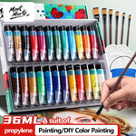 Peinture acrylique kit 24 couleurs palette pinceaux medium auto apprentissage pratique