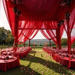 tissu mousseline soie rouleau 50mètres transparent rouge profond blanc décoration mariage