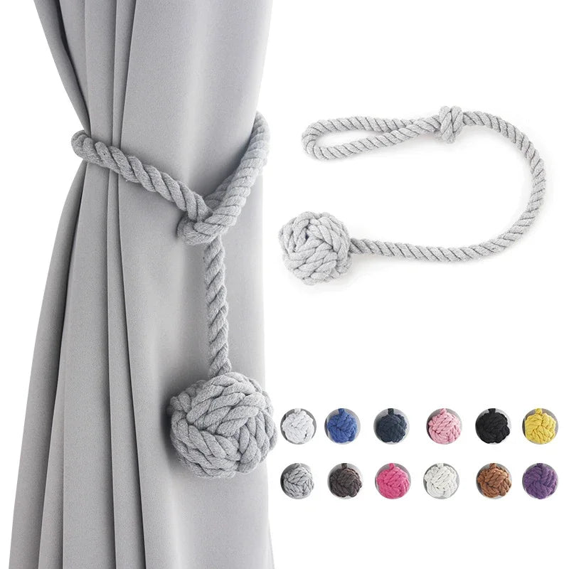 rideau polonais coton tressé gris clair moderne boucles attache fixations 52cm 58cm
