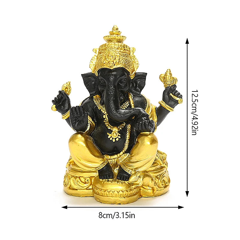 statue ganesha résine noire or décorative religieuse halloween décoration intérieure hauteur 12.5cm largeur 8cm