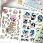 sticker kawaii autocollants mignons dessins animés personnages animaux coeurs floraux pvc multicolores scrapbooking téléphone
