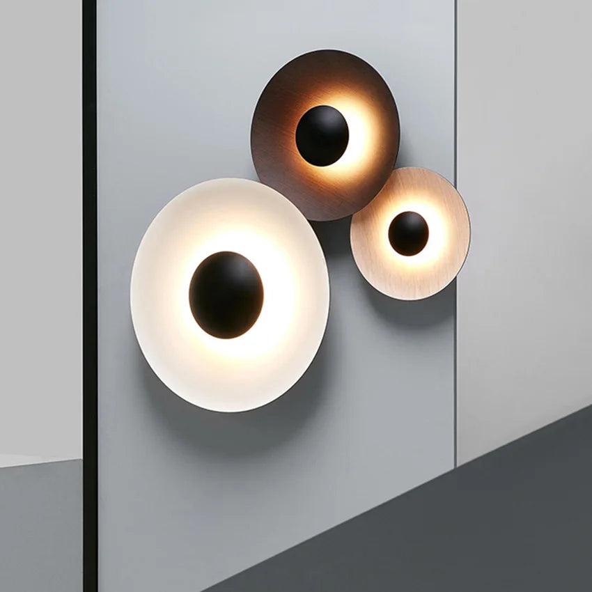 Applique murale LED ronde contemporaine blanc noir marron doré éclairage quotidien cuisine salle manger