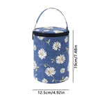 Sac rangement laine moderne noir rouge fleurs poignée amovible crochet pelotes mesures pratique