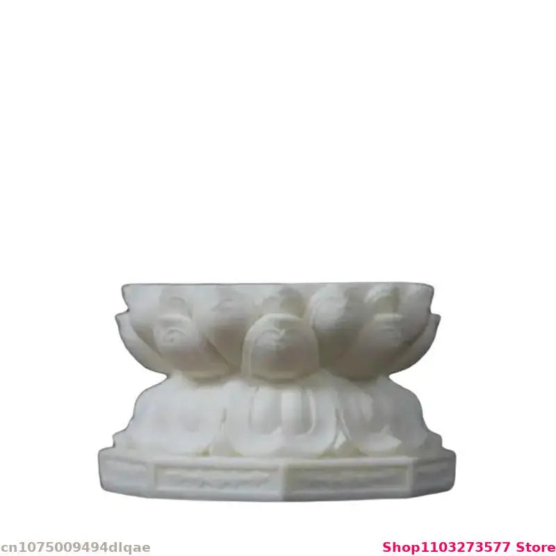 statuette artisanale bois blanc or fleurs lotus motifs floraux classique stand display craftsDecorationHomeAssement