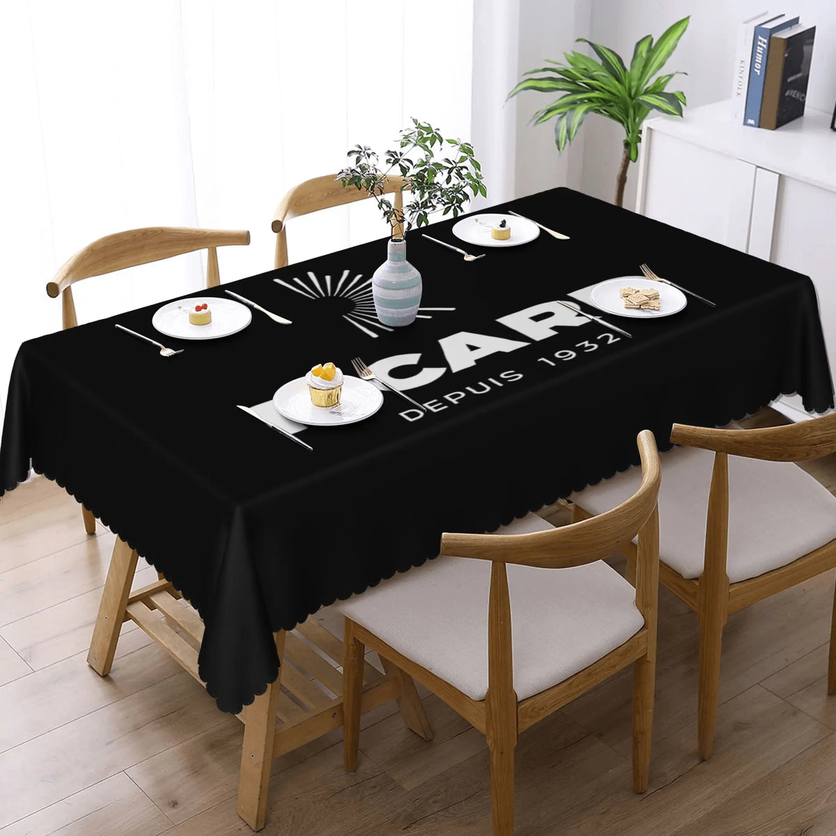 nappe table bleu marine logo ricard moderne imperméable résistance taches 66x183cm
